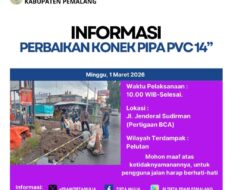 Perbaikan Pipa 14 Inci di Pertigaan BCA Pemalang, Distribusi Air di Pelutan Sempat Terganggu